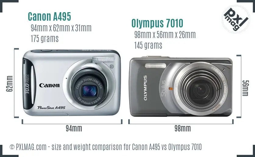 Canon A495 vs Olympus 7010 size comparison Canon A495 vs Olympus 7010 size comparison
