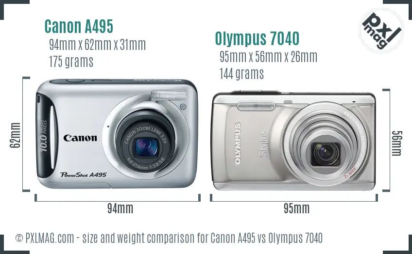Canon A495 vs Olympus 7040 size comparison Canon A495 vs Olympus 7040 size comparison