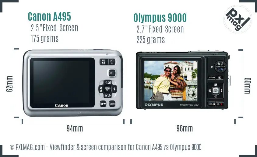 Canon A495 vs Olympus 9000 Screen and Viewfinder comparison Canon A495 vs Olympus 9000 Screen and Viewfinder comparison