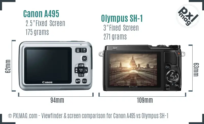 Canon A495 vs Olympus SH-1 Screen and Viewfinder comparison Canon A495 vs Olympus SH-1 Screen and Viewfinder comparison