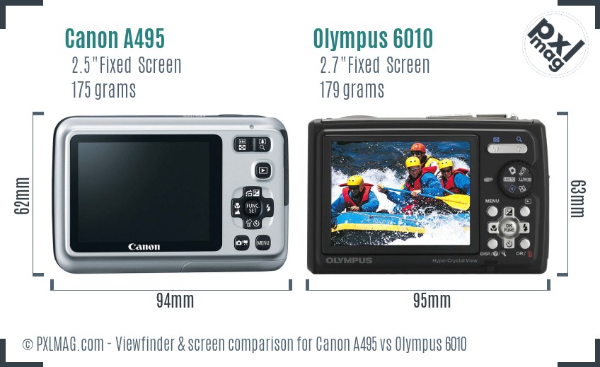 Canon A495 vs Olympus 6010 Screen and Viewfinder comparison