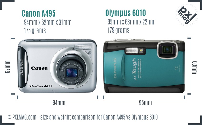 Canon A495 vs Olympus 6010 size comparison