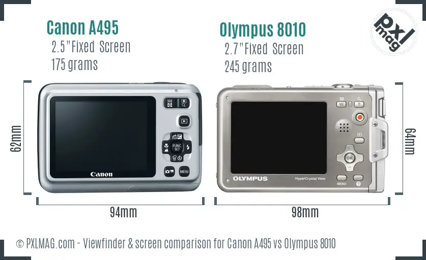 Canon A495 vs Olympus 8010 Screen and Viewfinder comparison Canon A495 vs Olympus 8010 Screen and Viewfinder comparison