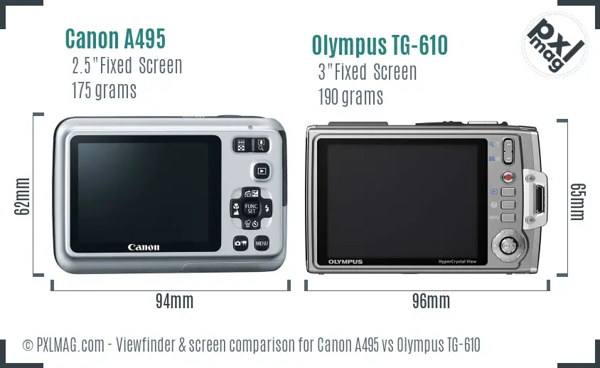 Canon A495 vs Olympus TG-610 Screen and Viewfinder comparison Canon A495 vs Olympus TG-610 Screen and Viewfinder comparison