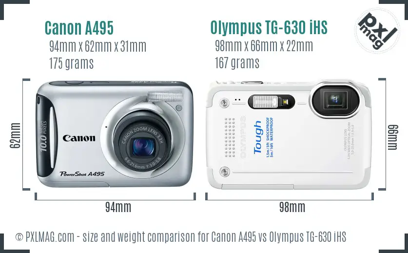 Canon A495 vs Olympus TG-630 iHS size comparison