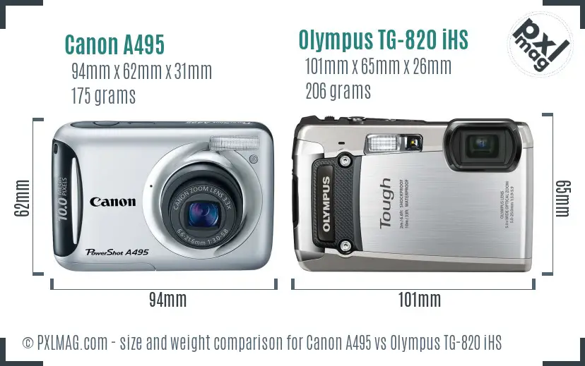 Canon A495 vs Olympus TG-820 iHS size comparison