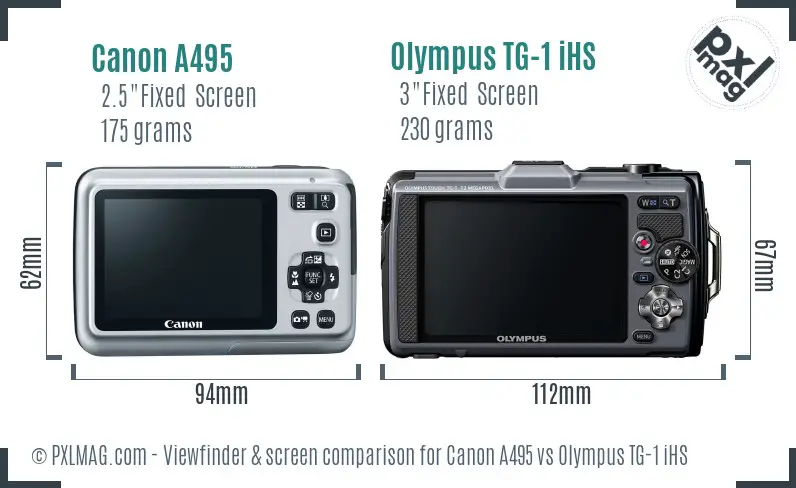 Canon A495 vs Olympus TG-1 iHS Screen and Viewfinder comparison