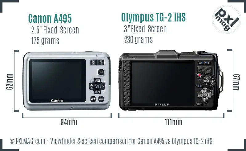 Canon A495 vs Olympus TG-2 iHS Screen and Viewfinder comparison