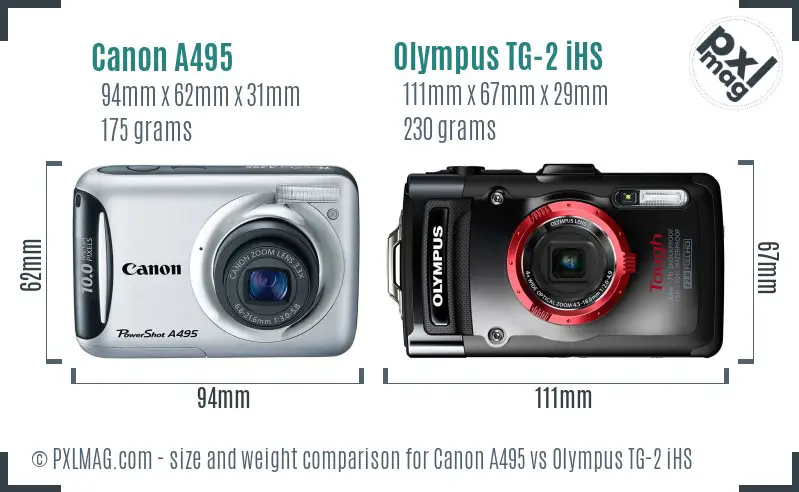 Canon A495 vs Olympus TG-2 iHS size comparison