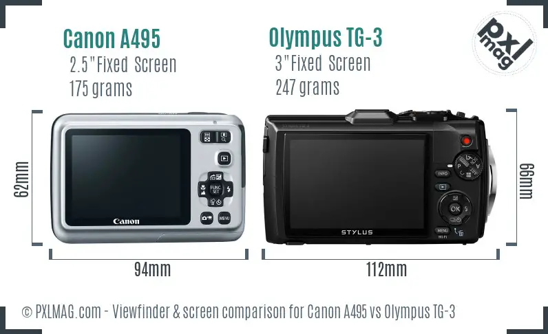 Canon A495 vs Olympus TG-3 Screen and Viewfinder comparison Canon A495 vs Olympus TG-3 Screen and Viewfinder comparison