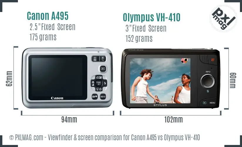 Canon A495 vs Olympus VH-410 Screen and Viewfinder comparison Canon A495 vs Olympus VH-410 Screen and Viewfinder comparison