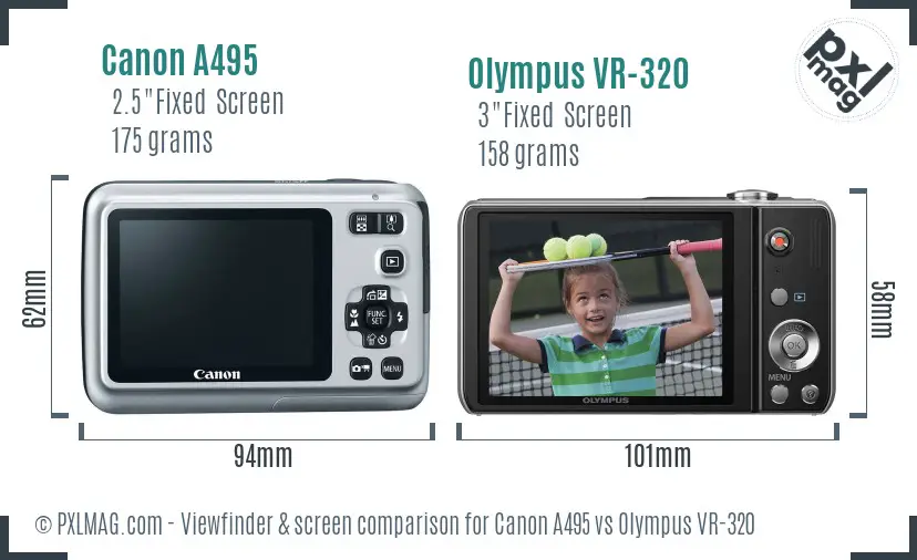 Canon A495 vs Olympus VR-320 Screen and Viewfinder comparison