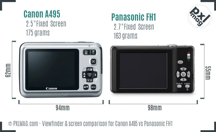 Canon A495 vs Panasonic FH1 Screen and Viewfinder comparison