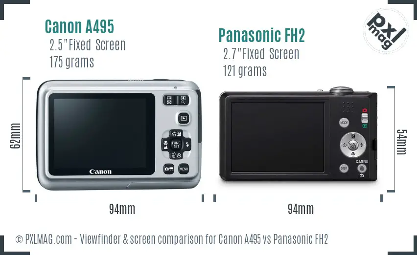Canon A495 vs Panasonic FH2 Screen and Viewfinder comparison