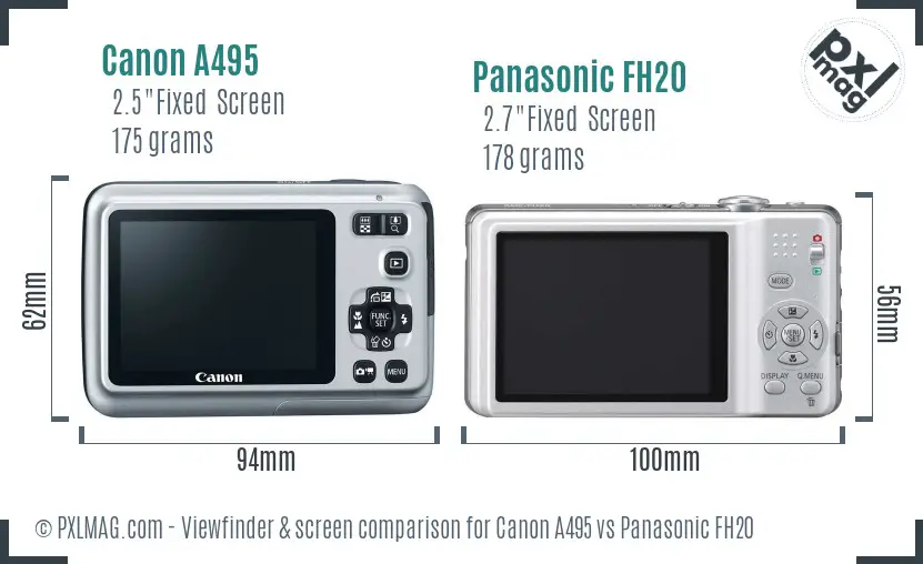 Canon A495 vs Panasonic FH20 Screen and Viewfinder comparison