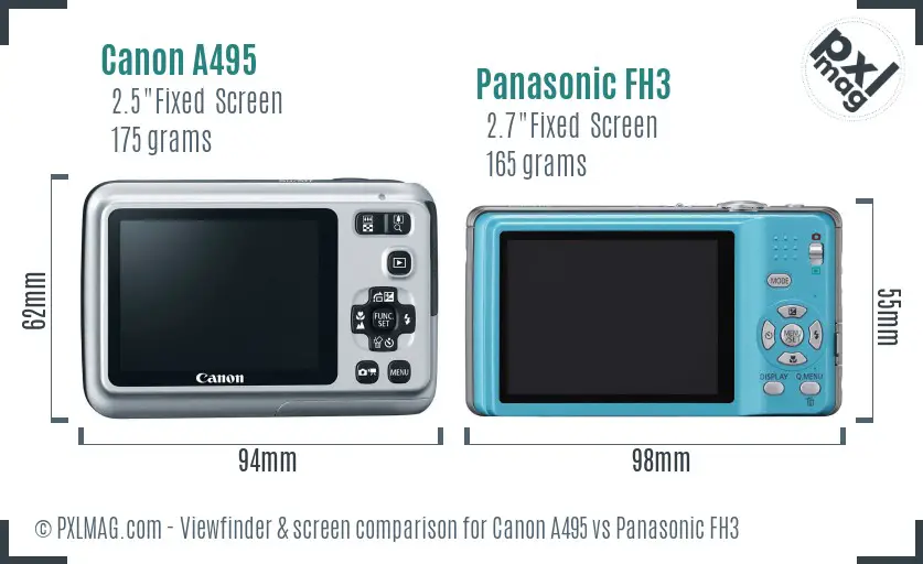 Canon A495 vs Panasonic FH3 Screen and Viewfinder comparison Canon A495 vs Panasonic FH3 Screen and Viewfinder comparison