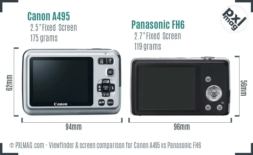 Canon A495 vs Panasonic FH6 Screen and Viewfinder comparison