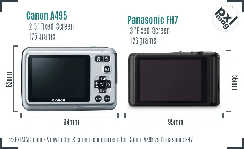 Canon A495 vs Panasonic FH7 Screen and Viewfinder comparison