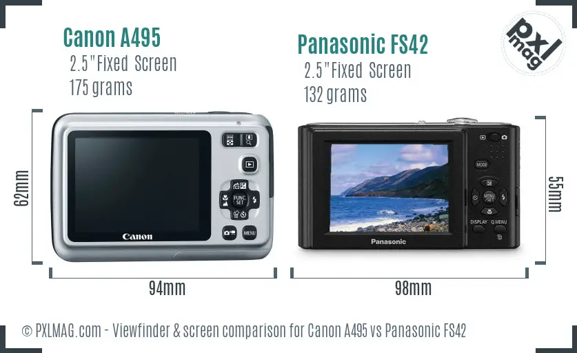Canon A495 vs Panasonic FS42 Screen and Viewfinder comparison