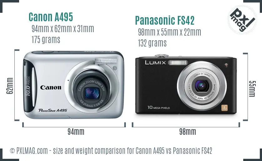 Canon A495 vs Panasonic FS42 size comparison