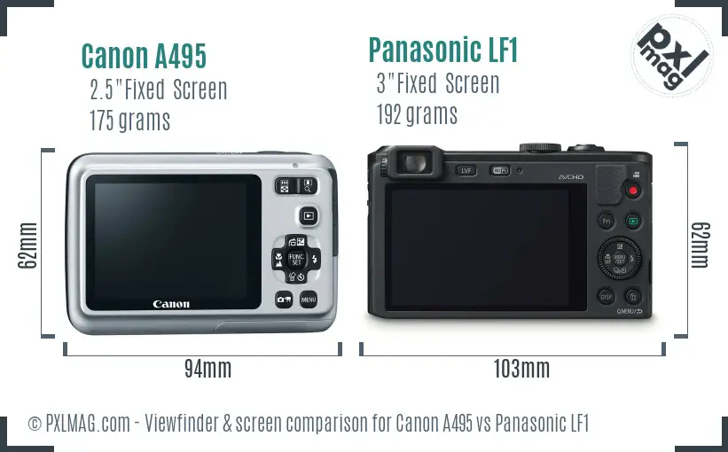 Canon A495 vs Panasonic LF1 Screen and Viewfinder comparison