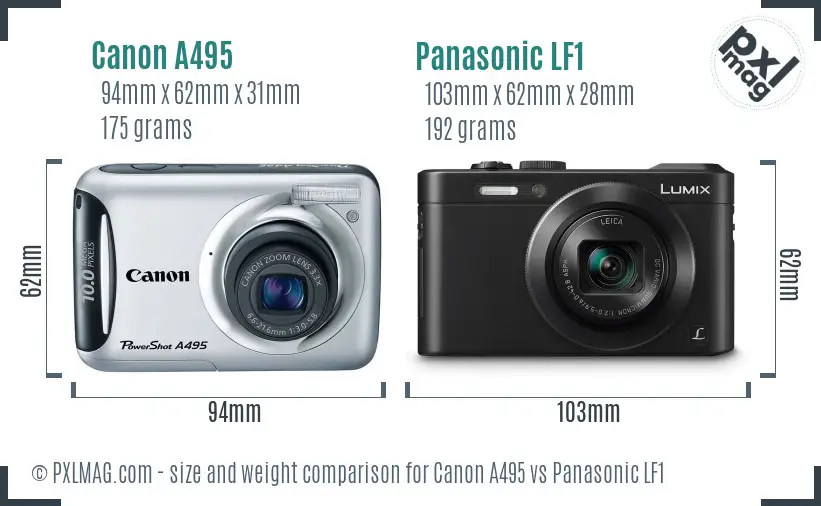 Canon A495 vs Panasonic LF1 size comparison