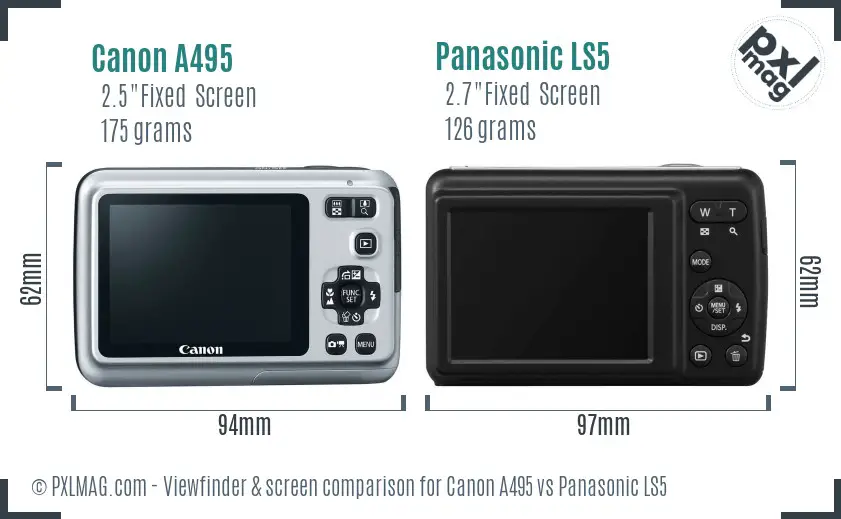 Canon A495 vs Panasonic LS5 Screen and Viewfinder comparison Canon A495 vs Panasonic LS5 Screen and Viewfinder comparison