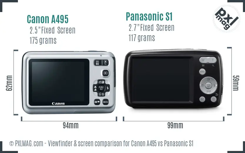 Canon A495 vs Panasonic S1 Screen and Viewfinder comparison Canon A495 vs Panasonic S1 Screen and Viewfinder comparison