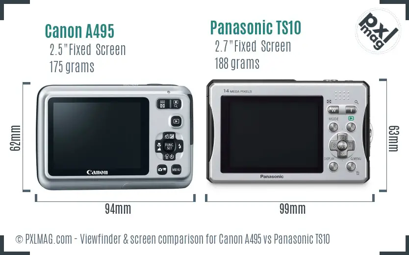 Canon A495 vs Panasonic TS10 Screen and Viewfinder comparison