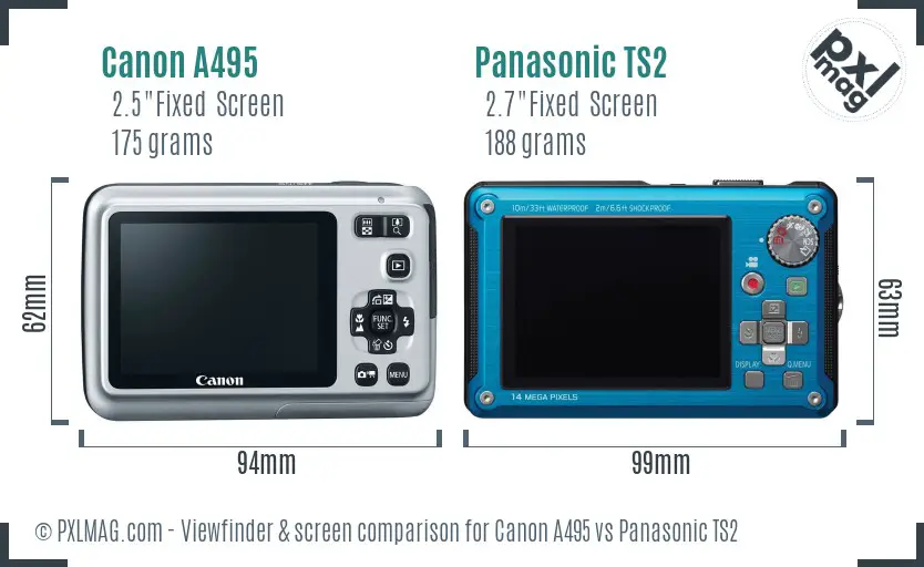 Canon A495 vs Panasonic TS2 Screen and Viewfinder comparison Canon A495 vs Panasonic TS2 Screen and Viewfinder comparison