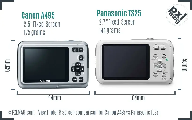 Canon A495 vs Panasonic TS25 Screen and Viewfinder comparison Canon A495 vs Panasonic TS25 Screen and Viewfinder comparison