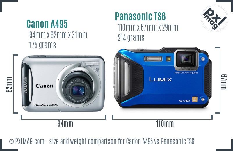 Canon A495 vs Panasonic TS6 size comparison Canon A495 vs Panasonic TS6 size comparison