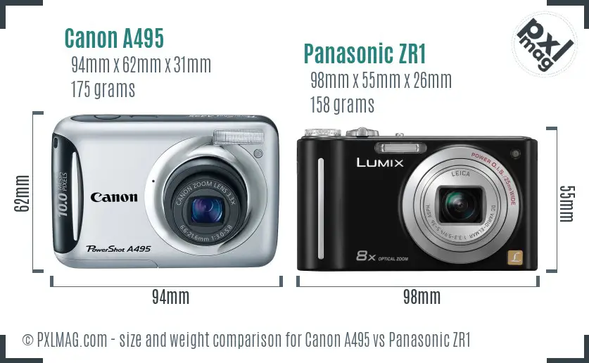 Canon A495 vs Panasonic ZR1 size comparison