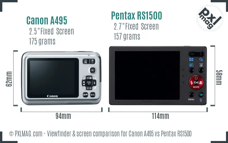 Canon A495 vs Pentax RS1500 Screen and Viewfinder comparison Canon A495 vs Pentax RS1500 Screen and Viewfinder comparison