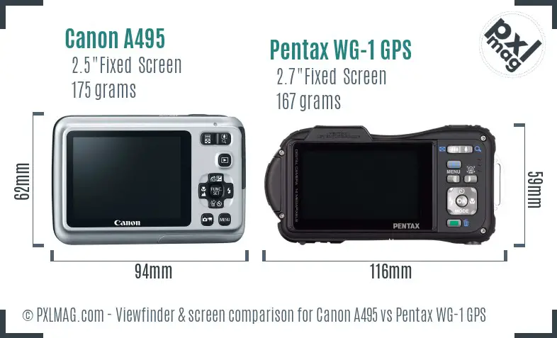 Canon A495 vs Pentax WG-1 GPS Screen and Viewfinder comparison