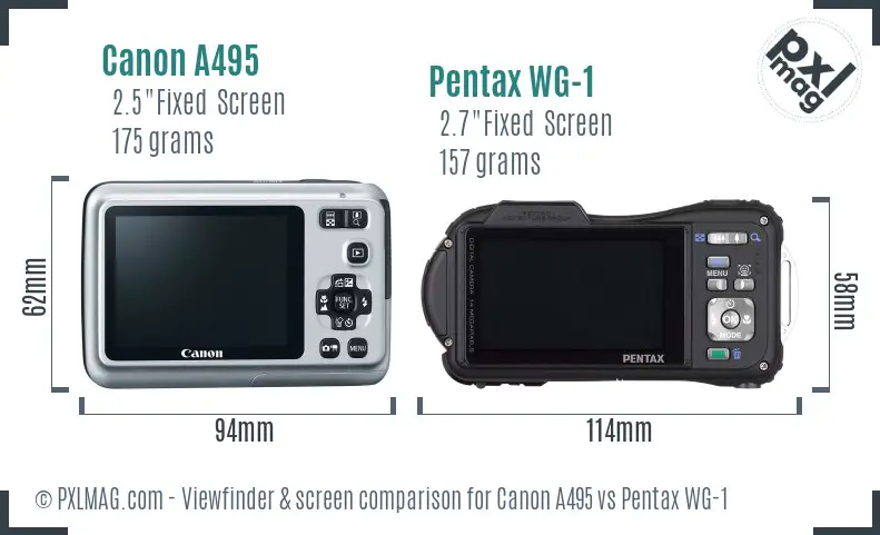 Canon A495 vs Pentax WG-1 Screen and Viewfinder comparison