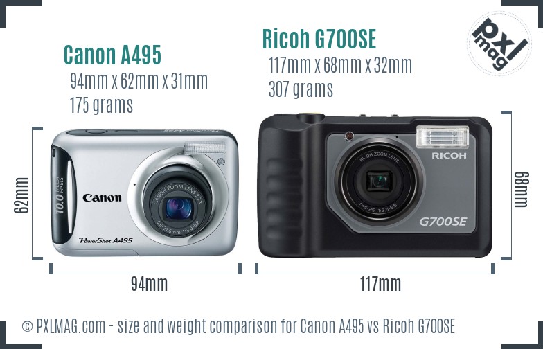 Canon A495 vs Ricoh G700SE size comparison Canon A495 vs Ricoh G700SE size comparison