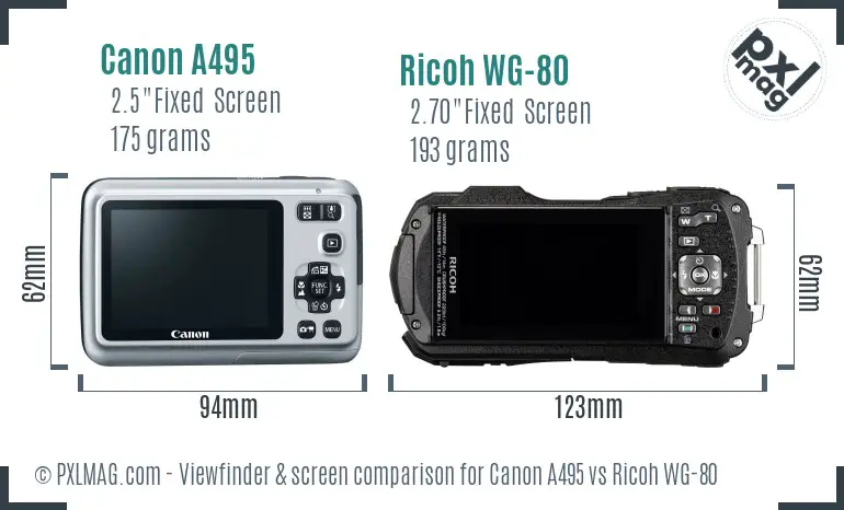 Canon A495 vs Ricoh WG-80 Screen and Viewfinder comparison Canon A495 vs Ricoh WG-80 Screen and Viewfinder comparison