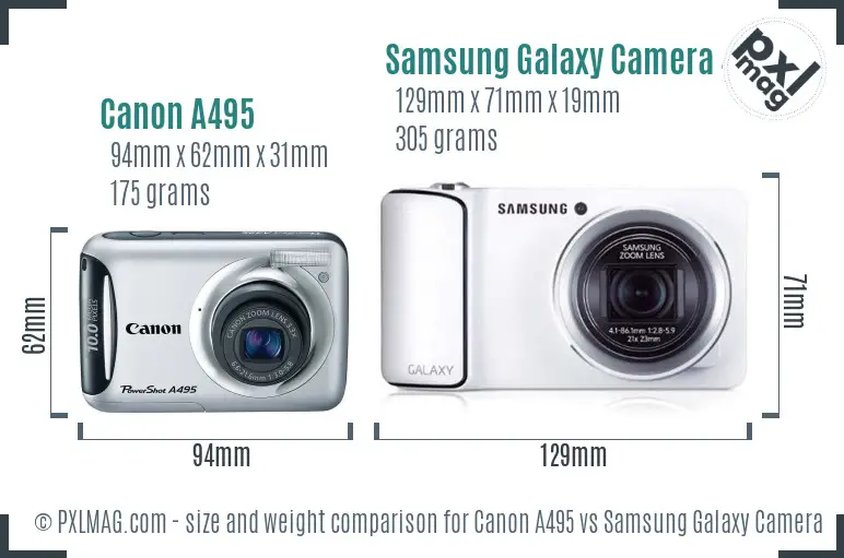 Canon A495 vs Samsung Galaxy Camera 4G size comparison Canon A495 vs Samsung Galaxy Camera 4G size comparison