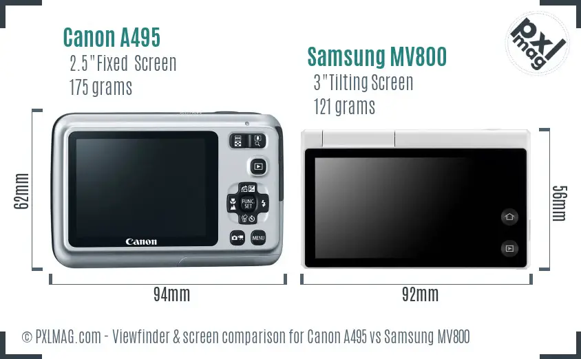 Canon A495 vs Samsung MV800 Screen and Viewfinder comparison Canon A495 vs Samsung MV800 Screen and Viewfinder comparison
