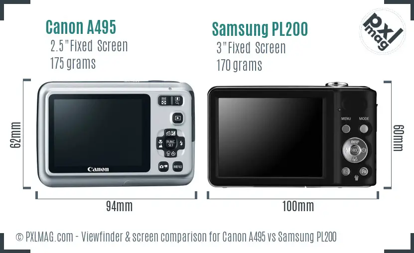 Canon A495 vs Samsung PL200 Screen and Viewfinder comparison Canon A495 vs Samsung PL200 Screen and Viewfinder comparison