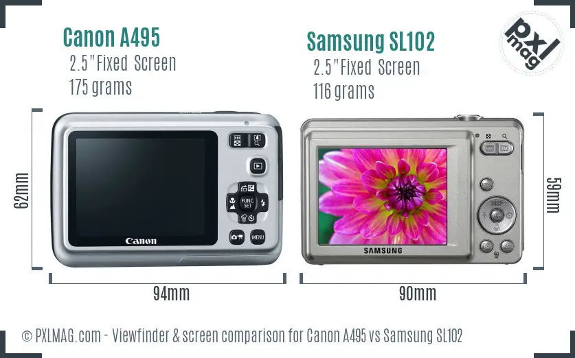 Canon A495 vs Samsung SL102 Screen and Viewfinder comparison Canon A495 vs Samsung SL102 Screen and Viewfinder comparison