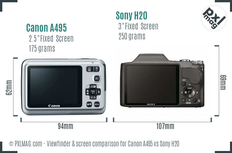 Canon A495 vs Sony H20 Screen and Viewfinder comparison Canon A495 vs Sony H20 Screen and Viewfinder comparison
