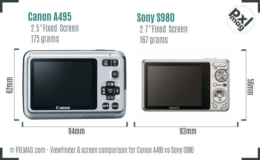 Canon A495 vs Sony S980 Screen and Viewfinder comparison Canon A495 vs Sony S980 Screen and Viewfinder comparison