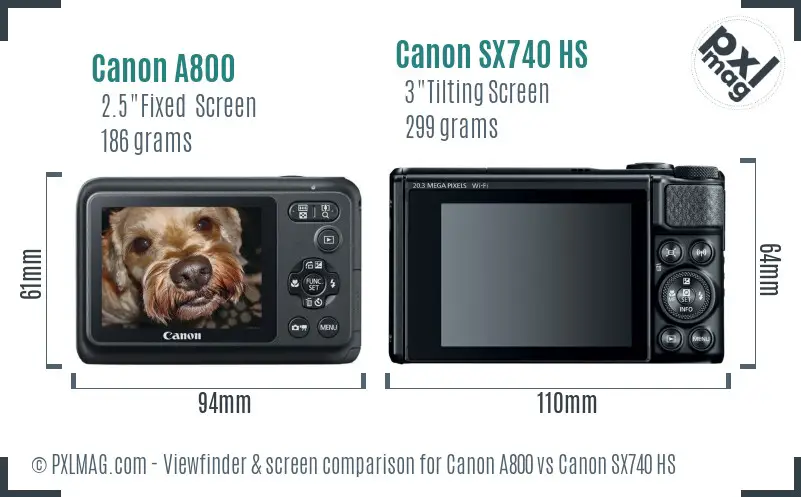 Canon A800 vs Canon SX740 HS Screen and Viewfinder comparison Canon A800 vs Canon SX740 HS Screen and Viewfinder comparison