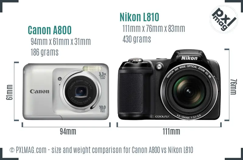 Canon A800 vs Nikon L810 size comparison Canon A800 vs Nikon L810 size comparison