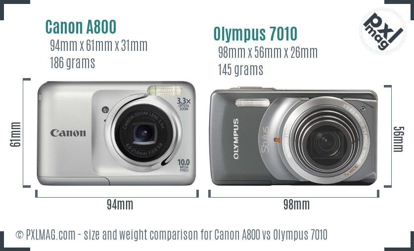 Canon A800 vs Olympus 7010 size comparison Canon A800 vs Olympus 7010 size comparison
