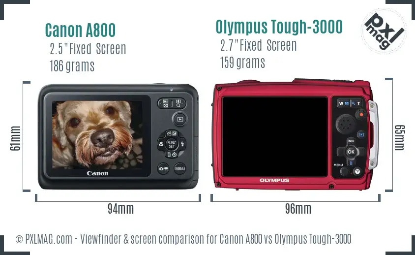 Canon A800 vs Olympus Tough-3000 Screen and Viewfinder comparison Canon A800 vs Olympus Tough-3000 Screen and Viewfinder comparison