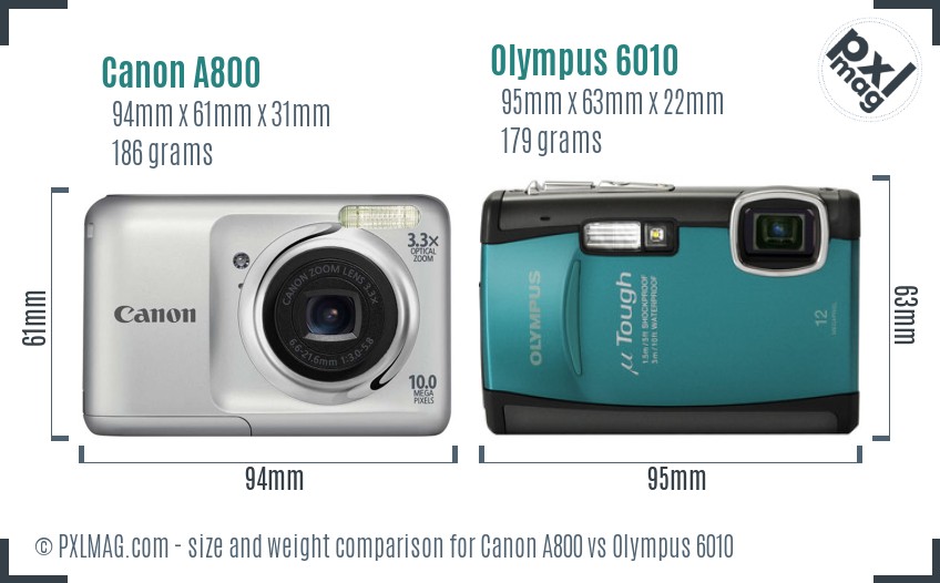 Canon A800 vs Olympus 6010 size comparison Canon A800 vs Olympus 6010 size comparison