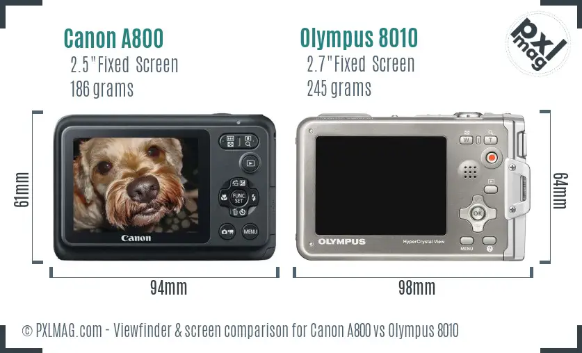 Canon A800 vs Olympus 8010 Screen and Viewfinder comparison Canon A800 vs Olympus 8010 Screen and Viewfinder comparison